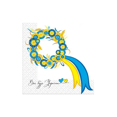 Серветки паперові 33х33 Жовто-блакитний віночок (18)