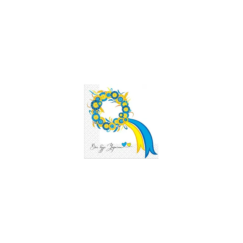 Серветки паперові 33х33 Жовто-блакитний віночок (18)