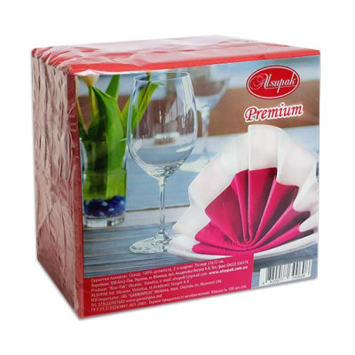 Серветка 33×33 червона(100шт) 2-шарова купити